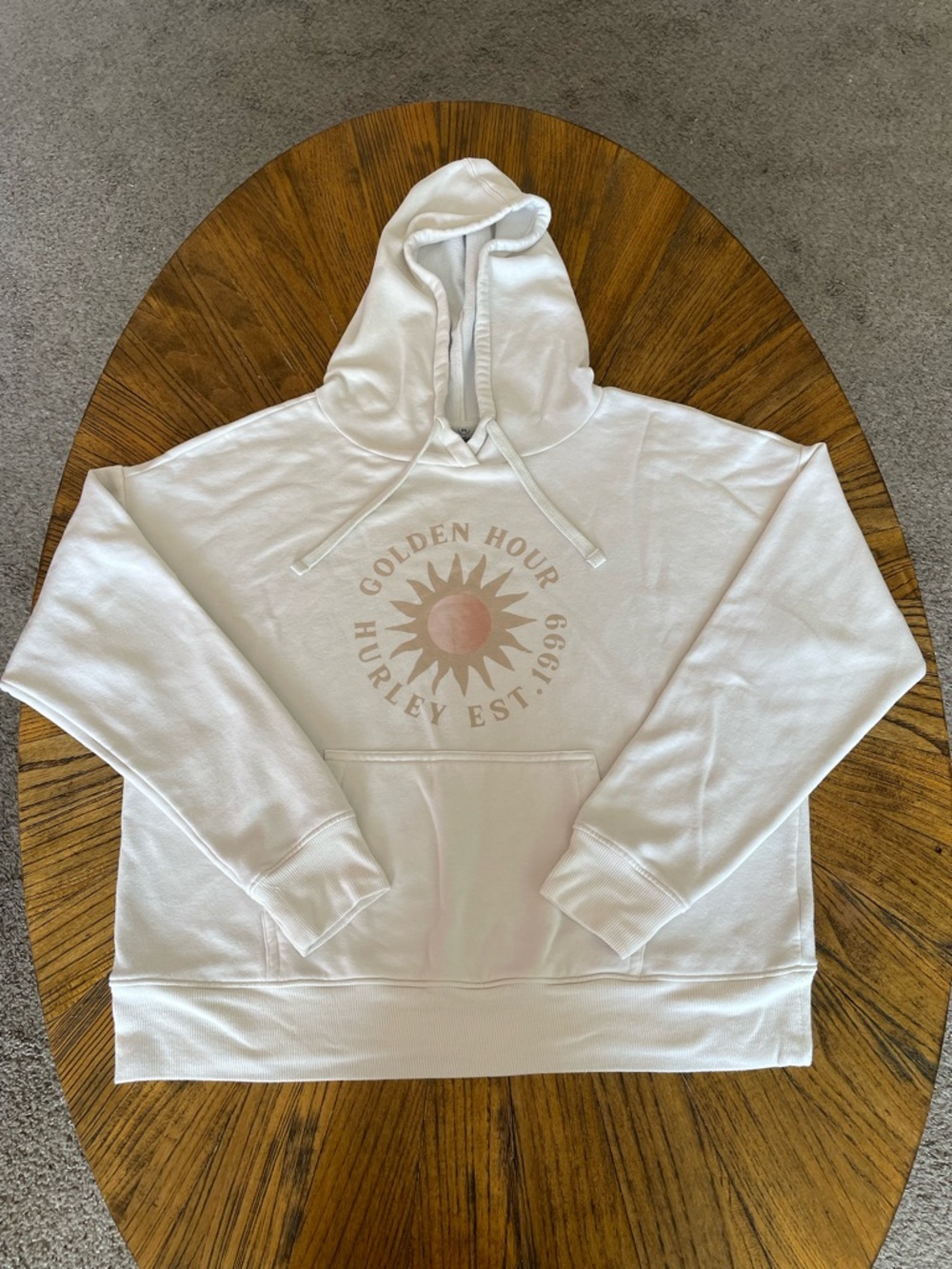 Hurley Cream Pullover Hoodie with Logo Tag